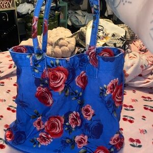 Punctuate by Barnes & Noble, Elegant Blue Floral Tote Bag